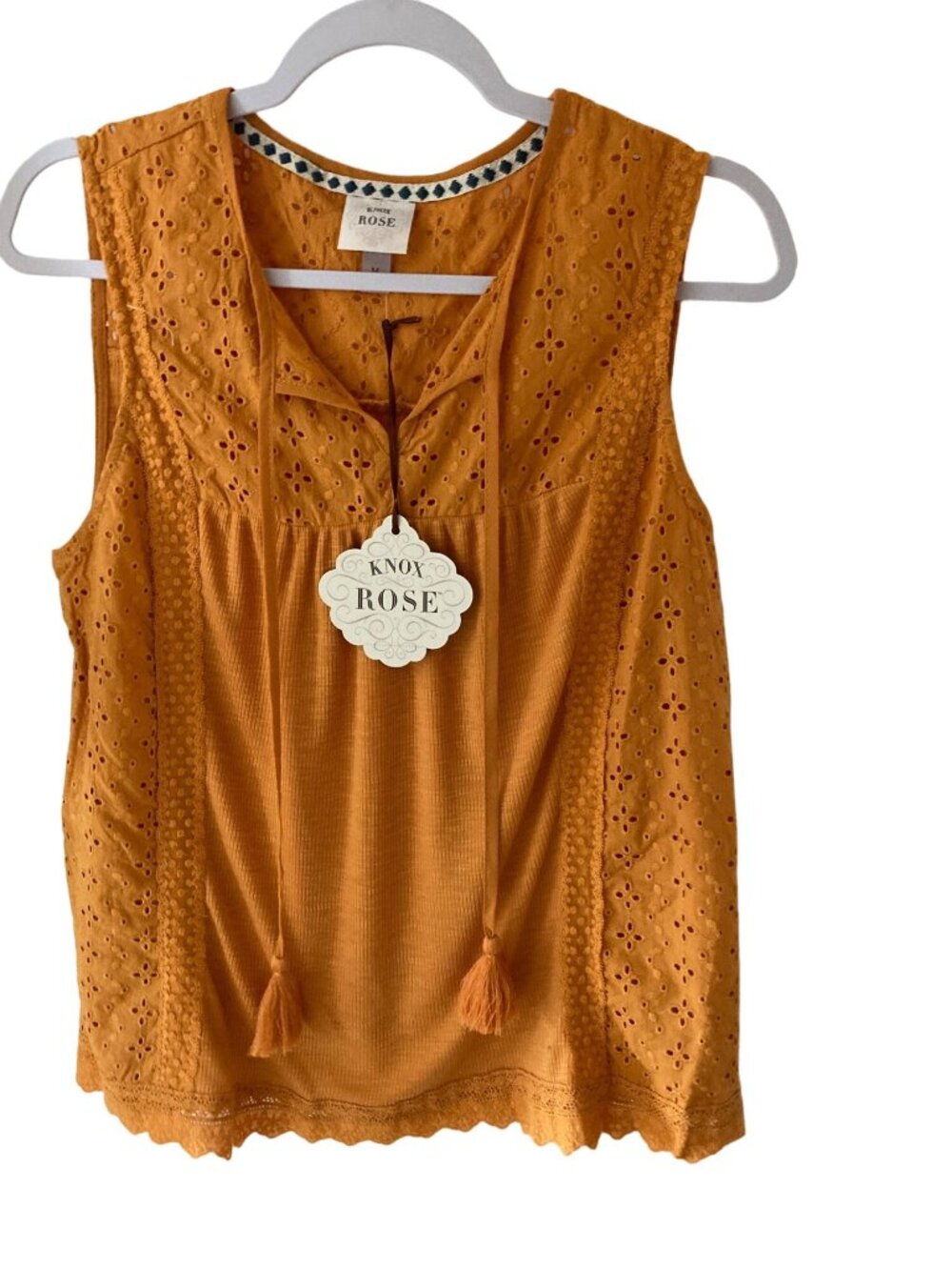 Knox Rose Women's Lace Blouse Marigold  Front Tie Various   NWT